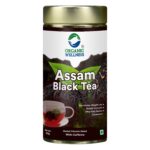 Organic Wellness Assam Black Tea 100 gm Tin authentic retail packaging front view showcasing bottle / container, brand logo, and certified organic seal