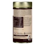 Organic Wellness Assam Black Tea 100 gm Tin side packaging label showing nutritional information, certified organic ingredients, active compounds, and dietary values