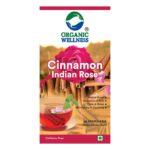 Organic Wellness Cinnamon Indian Rose 25 Teabags authentic retail packaging front view showcasing bottle / container, brand logo, and certified organic seal