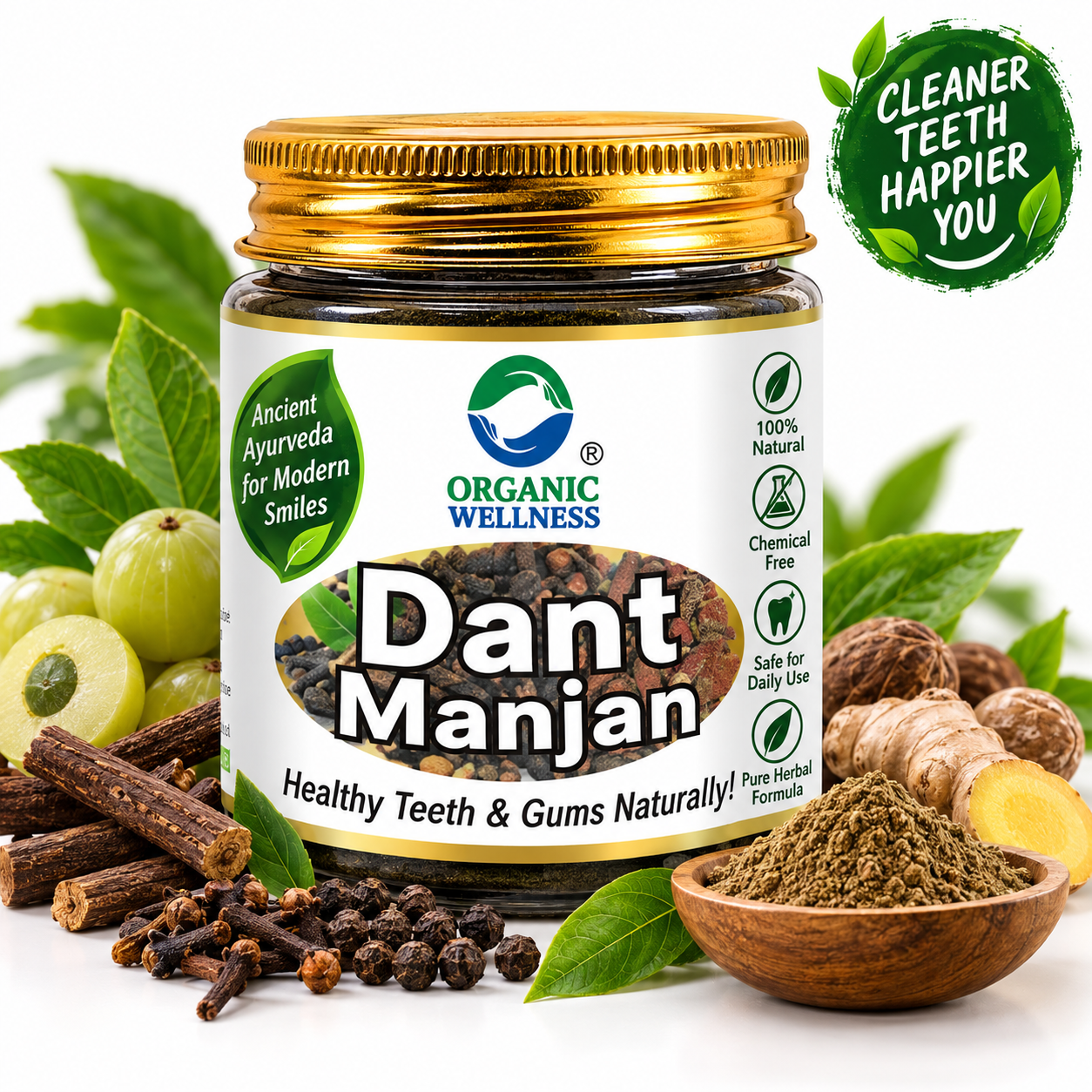 Dant Manjan-1 Organic Wellness Dant Manjan 50 Gram Bottle - Image 1