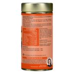 Organic Wellness Ginger Chai 100 grams Tin Pack side packaging label showing nutritional information, certified organic ingredients, active compounds, and dietary values