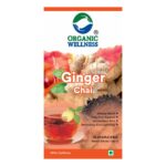 Organic Wellness Ginger Chai 25 Teabags authentic retail packaging front view showcasing bottle / container, brand logo, and certified organic seal