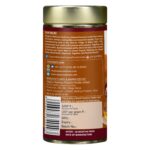 Organic Wellness Masala Chai 100 grams Tin Pack product packaging label displaying directions for use, daily dosage, storage guidelines, and certified manufacturer details
