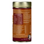 Organic Wellness Masala Chai 100 grams Tin Pack side packaging label showing nutritional information, certified organic ingredients, active compounds, and dietary values