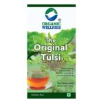 Organic Wellness The Original Tulsi 25 Teabags authentic retail packaging front view showcasing bottle / container, brand logo, and certified organic seal