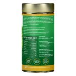 Organic Wellness Nettle Leaf Tea 100 Gram Tin side packaging label showing nutritional information, certified organic ingredients, active compounds, and dietary values