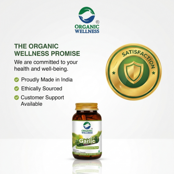 Key health benefits and wellness features of Organic Wellness Garlic 90 Vegetarian Capsules