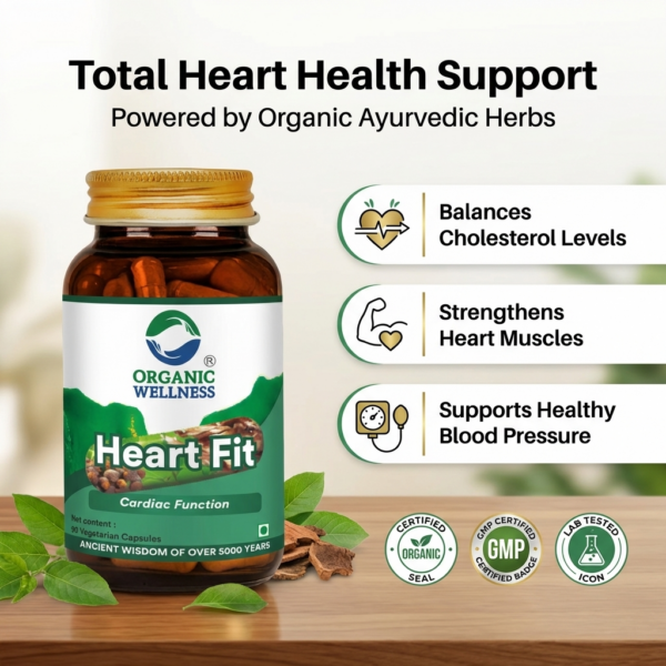 Key health benefits and wellness features of Organic Wellness Heart-Fit 90 Capsules