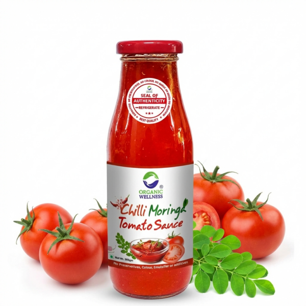 Organic Wellness Chilli Moringa Tomato Sauce 350g | 100% Natural | 85% Fresh Tomatoes | No Chemicals, No Added Colors, No CornStarch, No Oils, No Preservatives, No Thickeners (Pack-1)