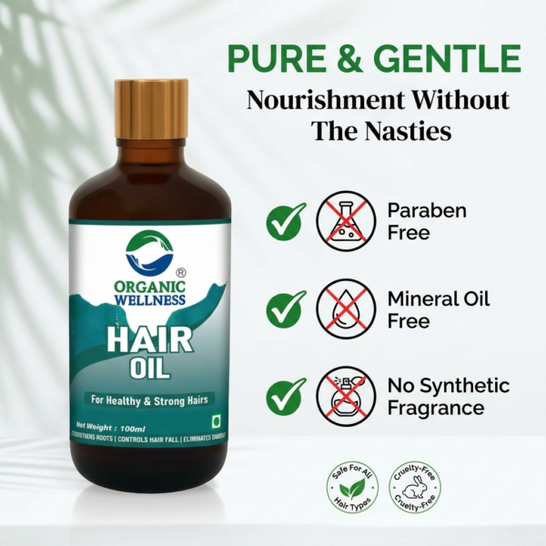 Organic Wellness Strong Hair Oil 100ml product packaging front view showing authentic bottle / tin