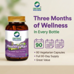 Product highlights and potent herbal formulation of Organic Wellness Healthy Hair 90 Vegetarian Capsules