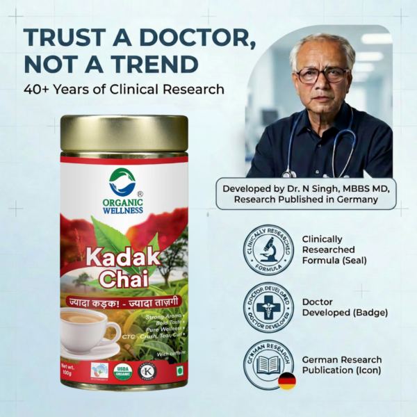 Key health benefits and wellness features of Organic Wellness Kadak Chai CTC Black Tea 100g