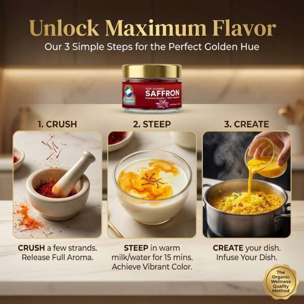 Key health benefits and wellness features of Organic Wellness Pure Kashmiri Saffron 1g