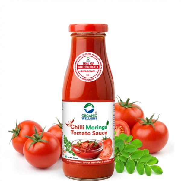 Organic Wellness Chilli Moringa Tomato Sauce 350g | 100% Natural | 85% Fresh Tomatoes | No Chemicals, No Added Colors, No CornStarch, No Oils, No Preservatives, No Thickeners (Pack-1)
