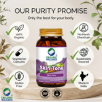 Nutritional facts, active compounds, and supplement details of Organic Wellness Skin-Tone 90 Capsules