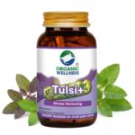 Organic Wellness Tulsi+ 90 Capsules product packaging front view showing authentic bottle / tin