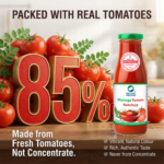 Secure packaging details and sealed container view of Organic Wellness Moringa Tomato Ketchup 350g